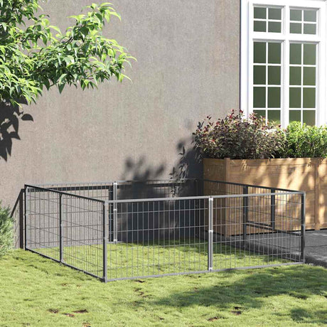 Vidaxxl Hundehütte 4 m² Stahl silberfarben
