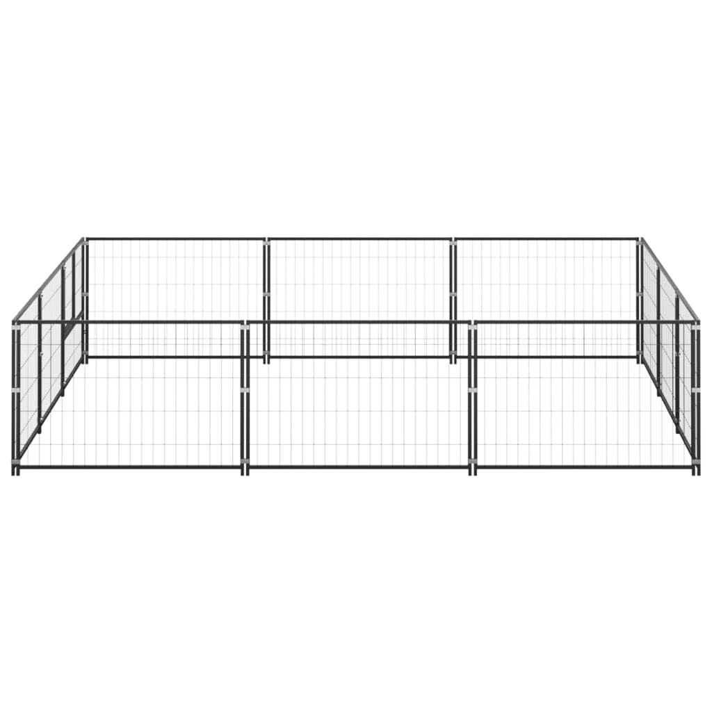 Vidaxl chien Kennel 9 m² en acier noir