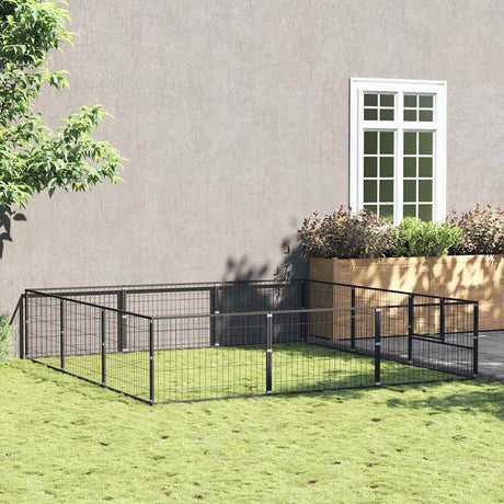 Vidaxxl Hundehütte 9 m² Stahl schwarz