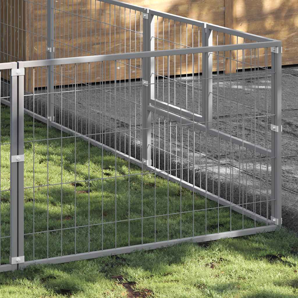 Vidaxl -Hundezwinger 9 m² Stahl Silberfarbe