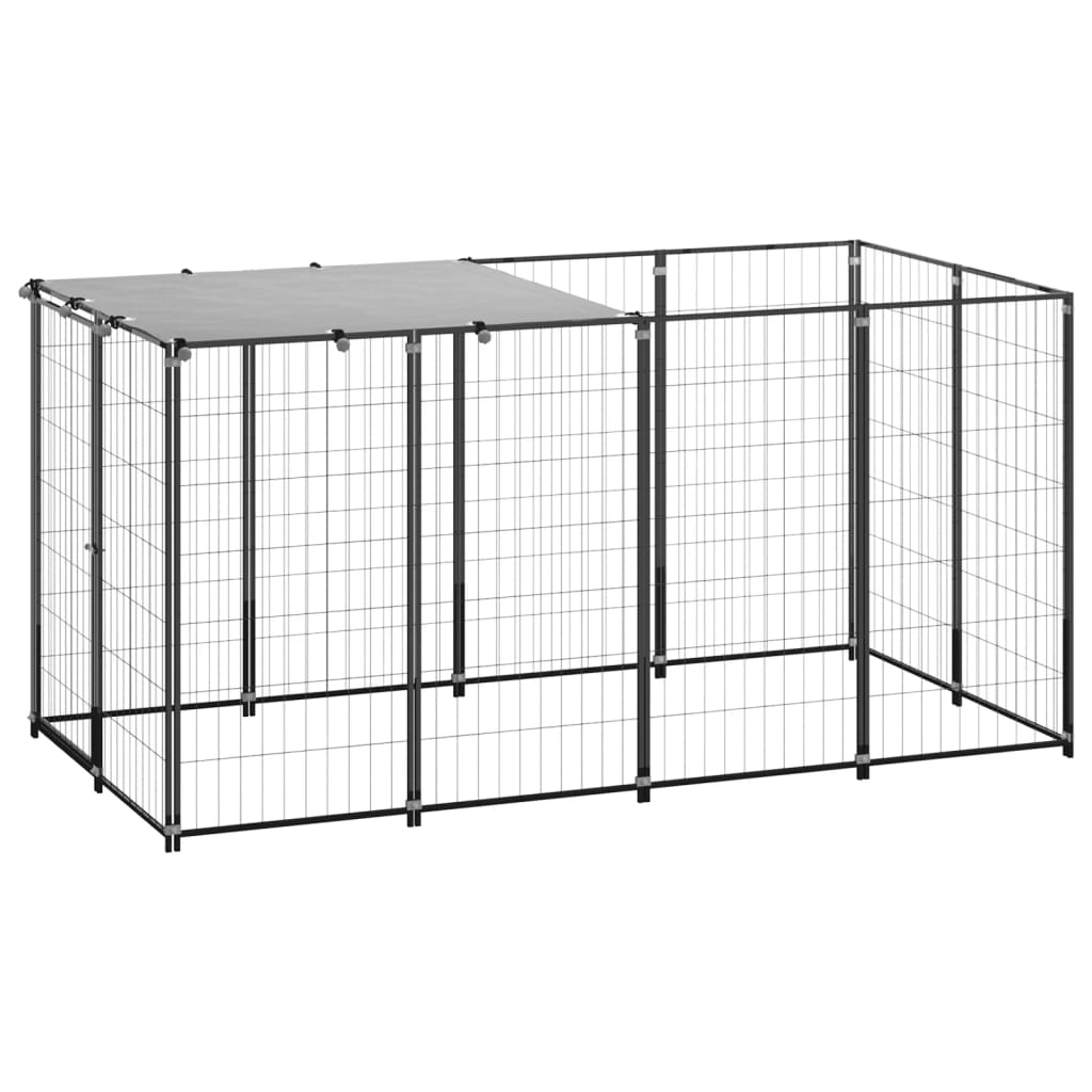 Vidaxl Dog Kennel 2.42 m² Steel Black