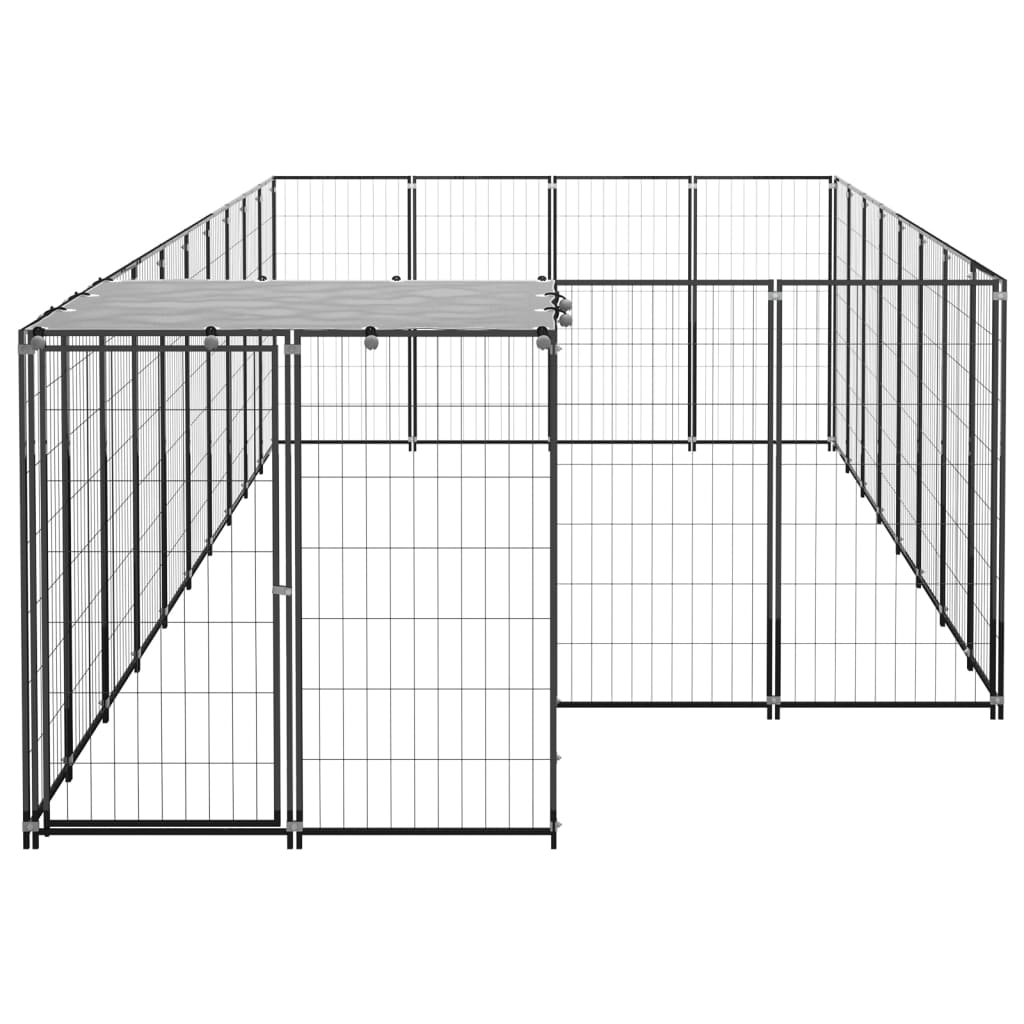 VidaXL Hondenkennel 10,89 m² staal zwart