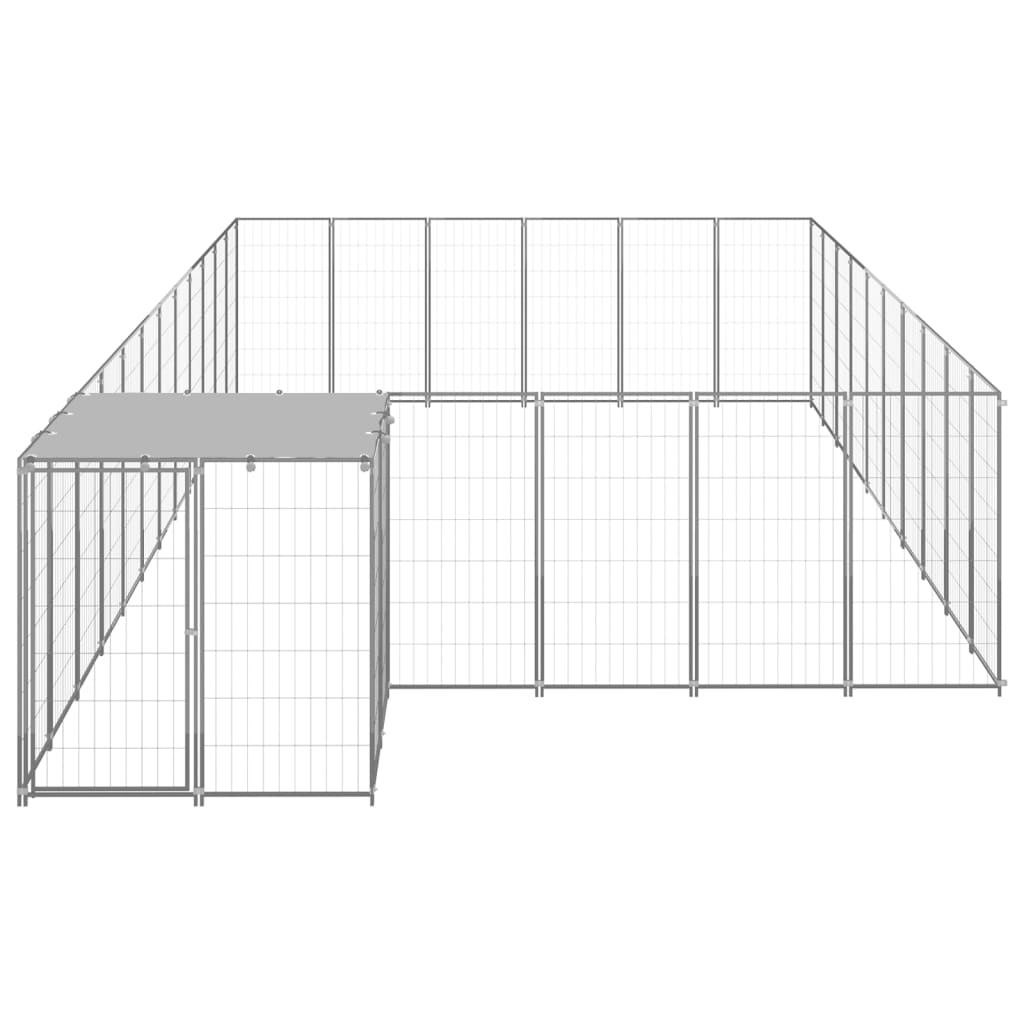 Vidaxl -Hundezwinger 19,36 m² Stahl Silberfarbe