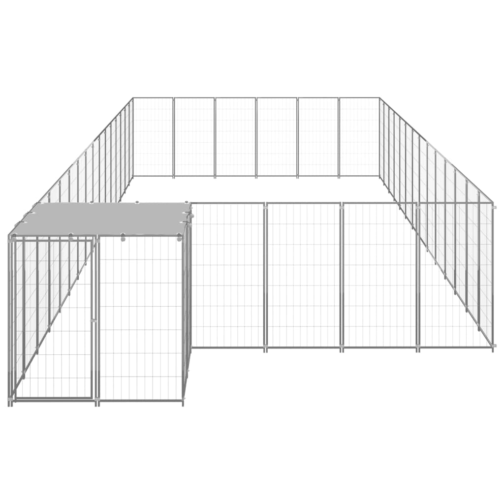 Vidaxl Dog Kennel 26,62 m² stål sølvfarget