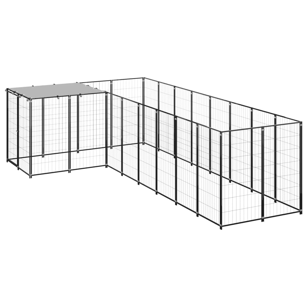 Vidaxl Dog Kennel 6,05 m² stål sort