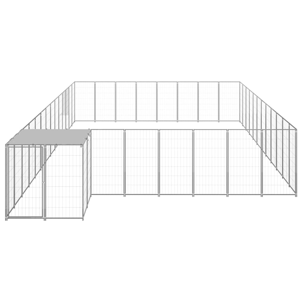 Vidaxl Dog Kennel 30,25 m² stål sølvfarget