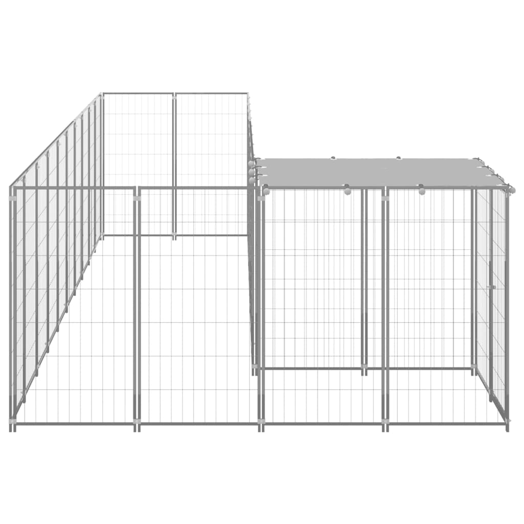 Vidaxl -Hundezwinger 7,26 m² Stahl Silberfarbe