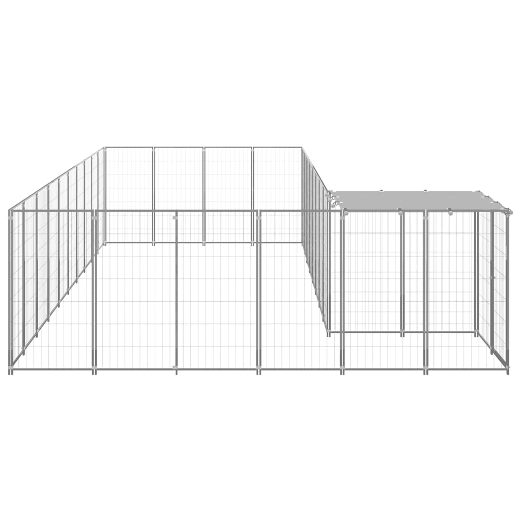 Vidaxl Dog Kennel 19.36 m² Steel silver colored