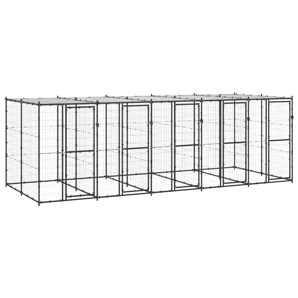 Kennel psa vidaxl z dachem 12,1 m² stal