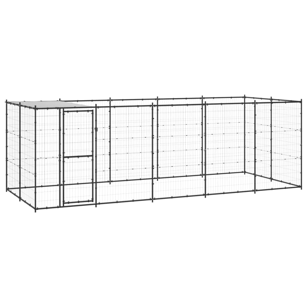 Kennel psa vidaxl z dachem 12,1 m² stal