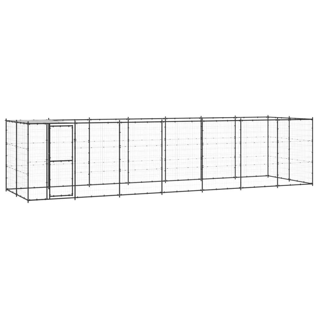 Vidaxl Chien Kennel avec toit 16,94 m² en acier