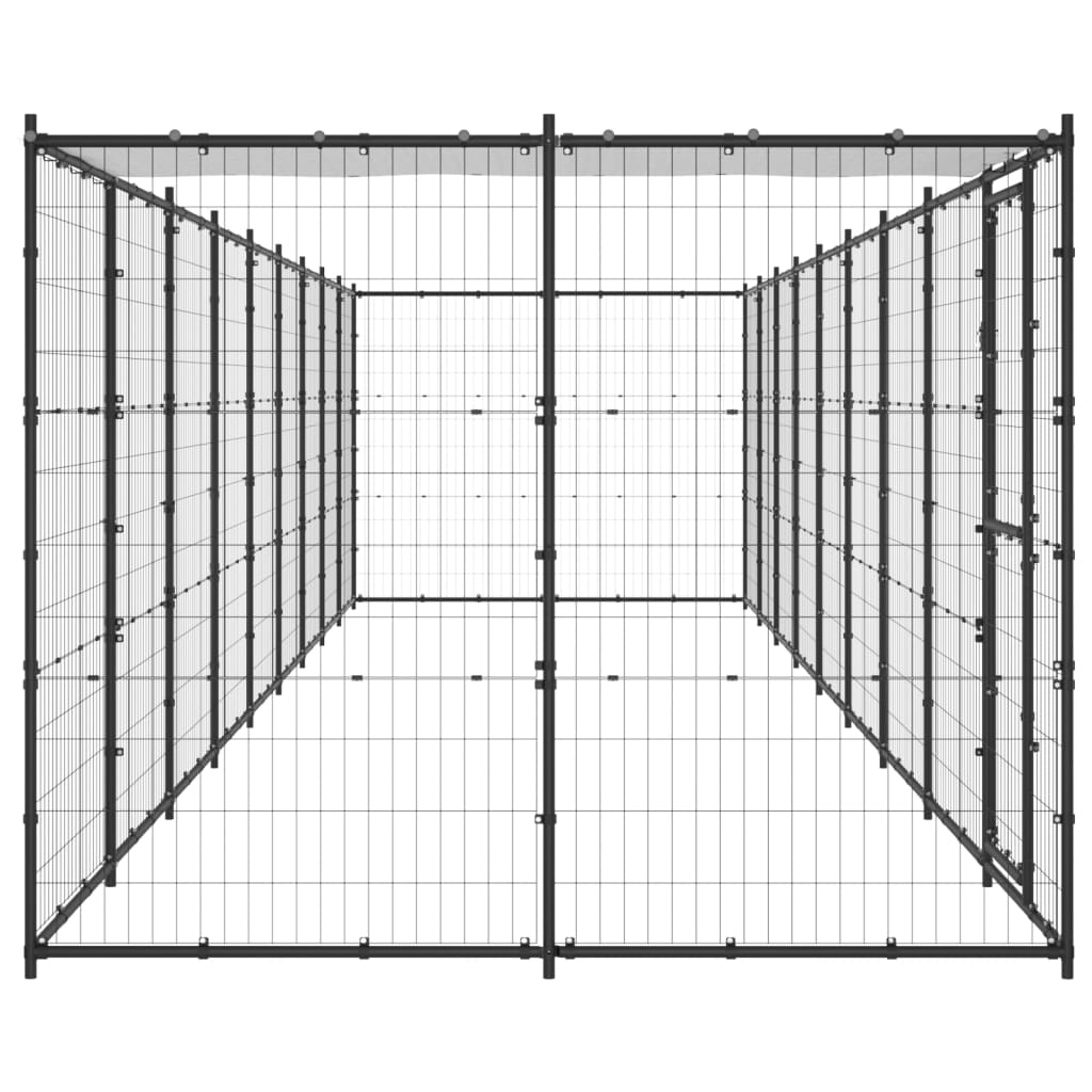 Vidaxl Chienne de chien avec toit 21,78 m² en acier