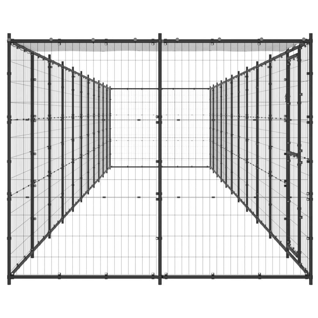 Vidaxl Chienne de chien avec toit 26,62 m² en acier