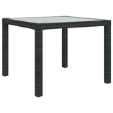 Vidaxl tuintafel 90x90x75 cm gehard glas en poly rattan zwart