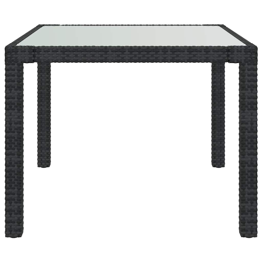 Vidaxl tuintafel 90x90x75 cm gehard glas en poly rattan zwart
