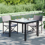 Vidaxl tuintafel 90x90x75 cm gehard glas en poly rattan zwart