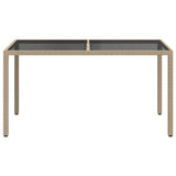 Vidaxl tuintafel 150x90x75 cm gehard glas en poly rattan beige