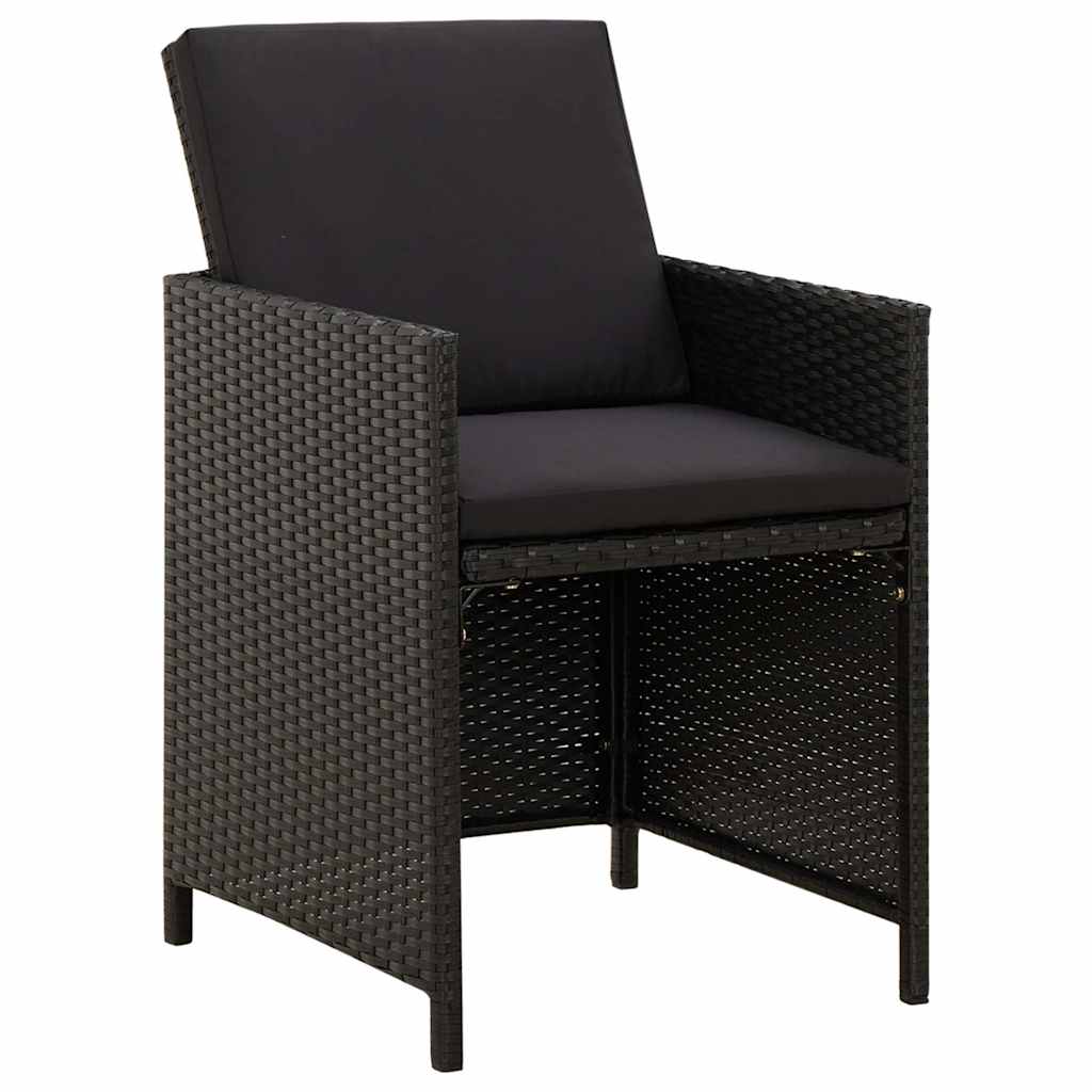 Vidaxl tuinstoelen 4 st met kussens poly rattan zwart