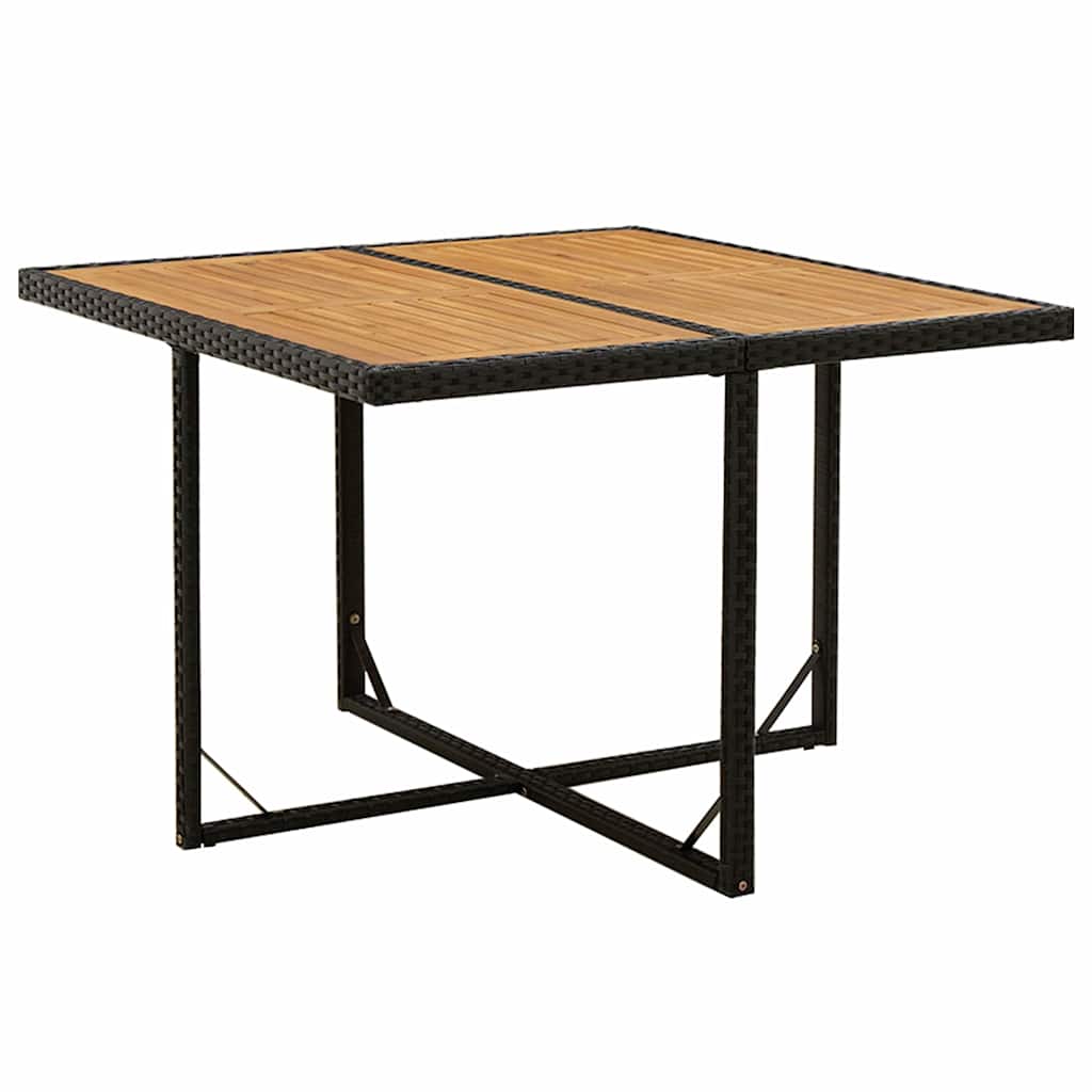 Vidaxl tuintafel 109x107x74 cm poly rattan en massief acaciahout zwart