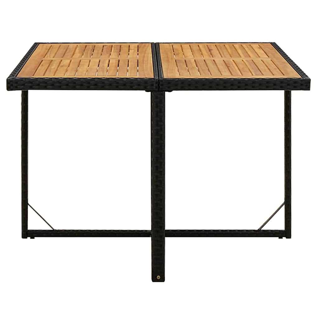 Vidaxl tuintafel 109x107x74 cm poly rattan en massief acaciahout zwart