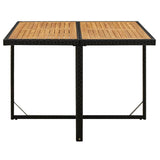 Vidaxl tuintafel 109x107x74 cm poly rattan en massief acaciahout zwart