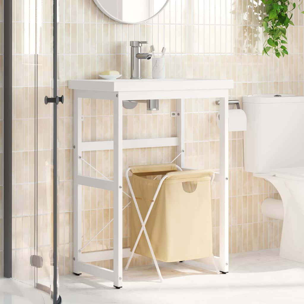 Vidaxl wastafelframe 59x38x83 cm ijzer wit