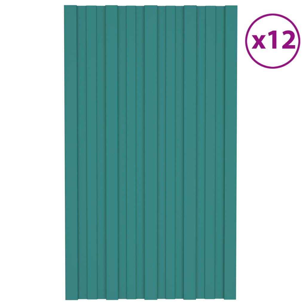 VidaXL roof panels 12 st 80x45 cm galvanized steel green