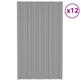 Pannelli del tetto Vidaxl 12 ST 80x45 cm grigio in acciaio zincato