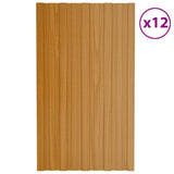 VIDAXL -Dachpaneele 12 ST 80x45 cm verzinktes Stahl hellholz Holz