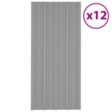 Vidaxl Dachpannelen 12 st 100x45 cm galvaniséiert Stol Grey