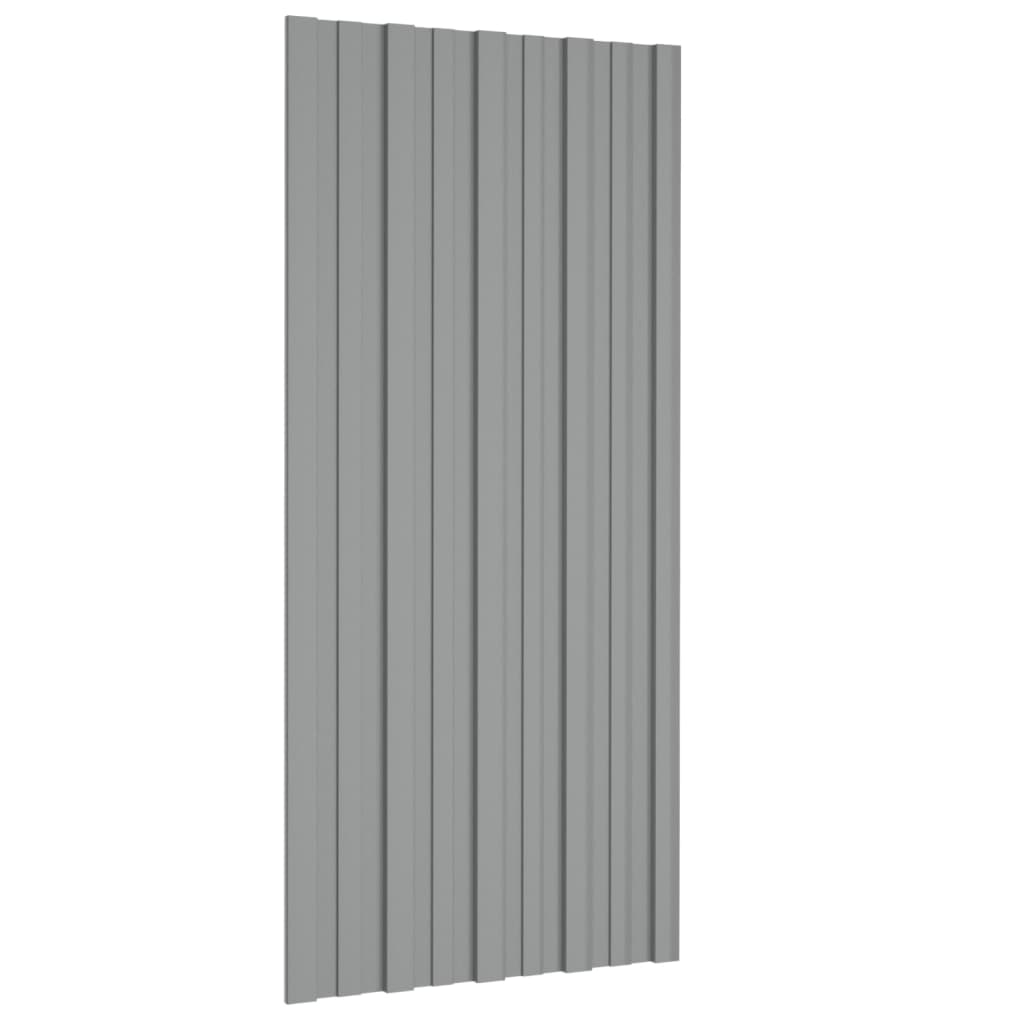 Paneles de techo Vidaxl 12 st 100x45 cm de acero galvanizado gris