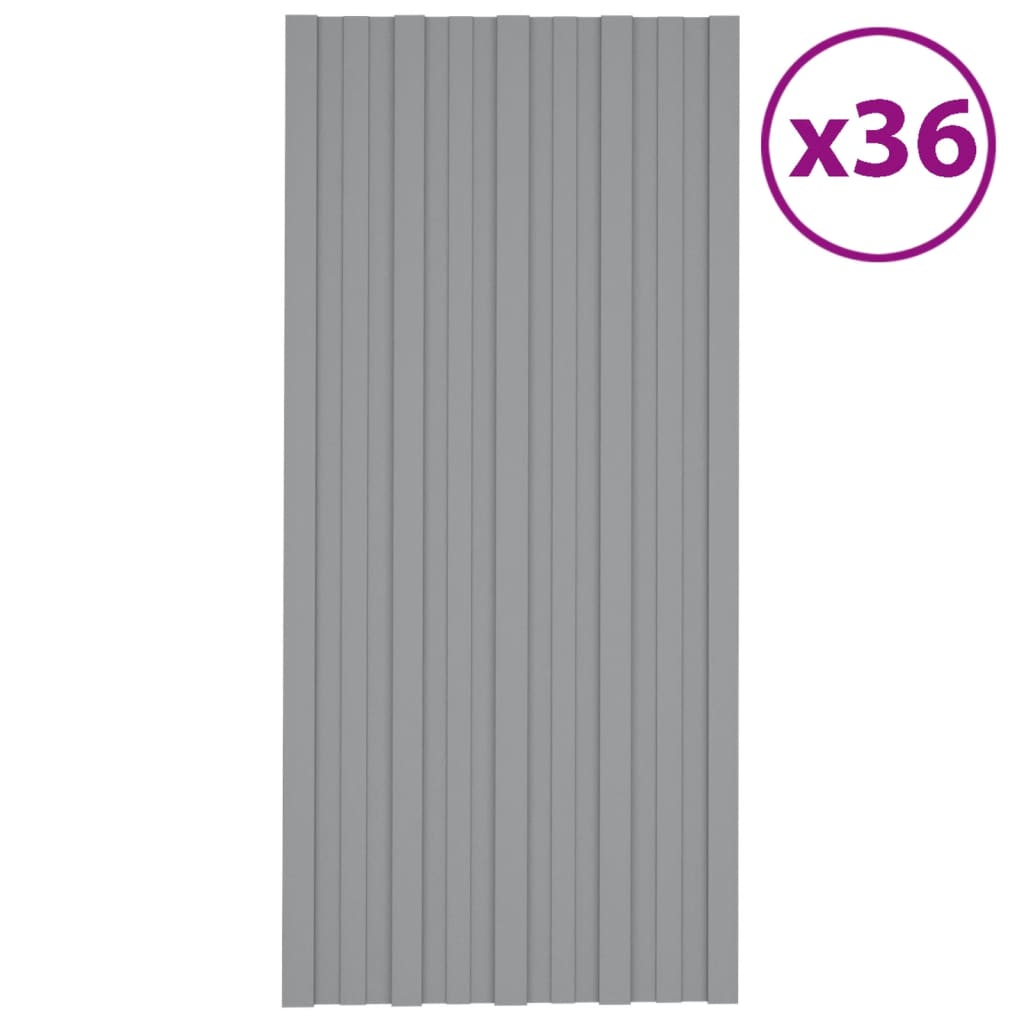 Paneles de techo de Vidaxl 36 st 100x45 cm de acero galvanizado gris