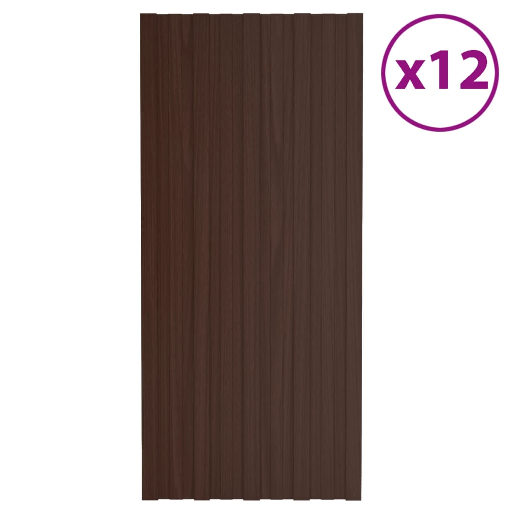 VidaXL roof panels 12 st 100x45 cm galvanized steel brown