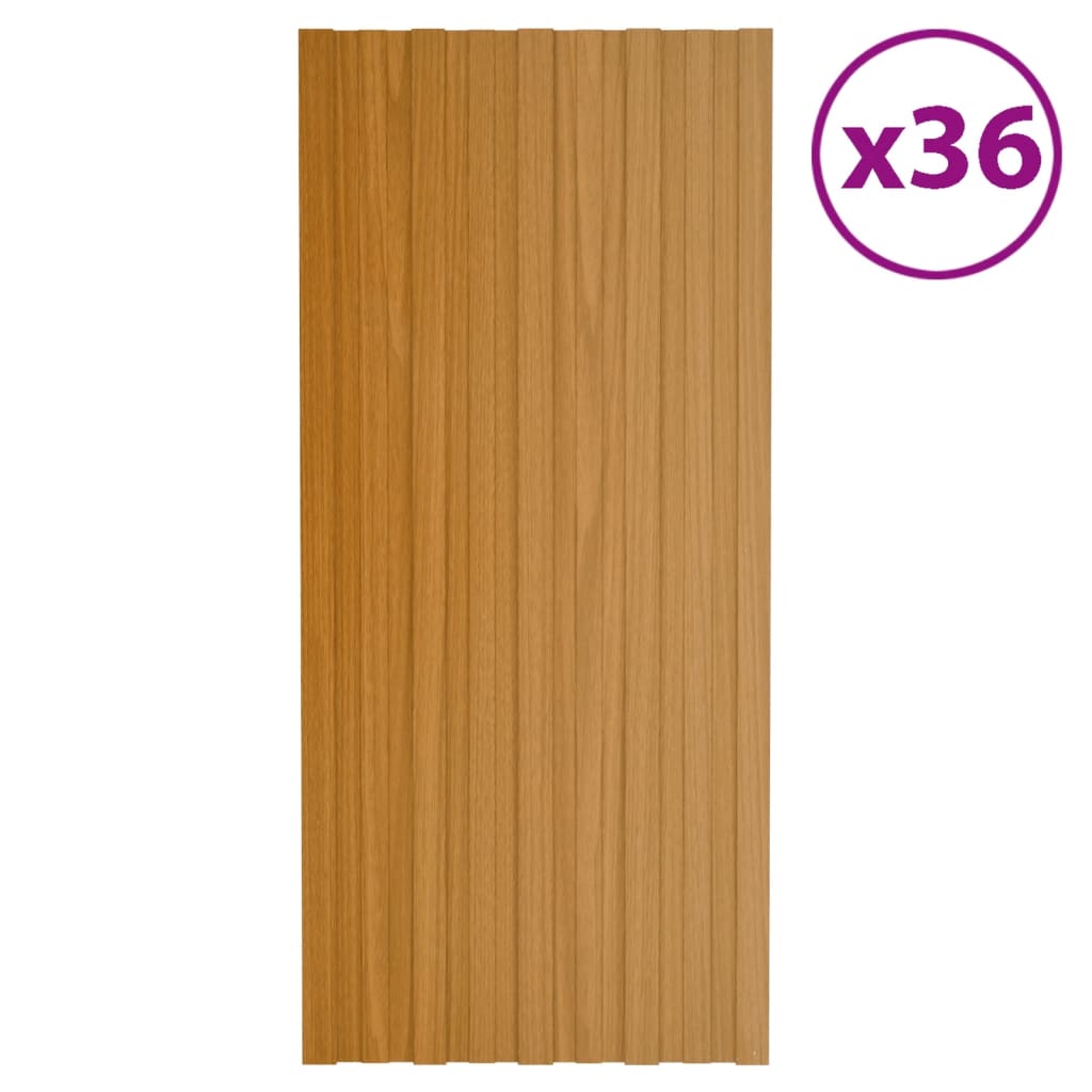 VIDAXL -Dachpaneele 36 ST 100x45 cm verzinktes Stahl hellholz Holz