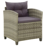 Vidaxl tuinstoel met kussens poly rattan grijs