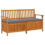 Vidaxl opbergbankje met kussen 148 cm massief acaciahout