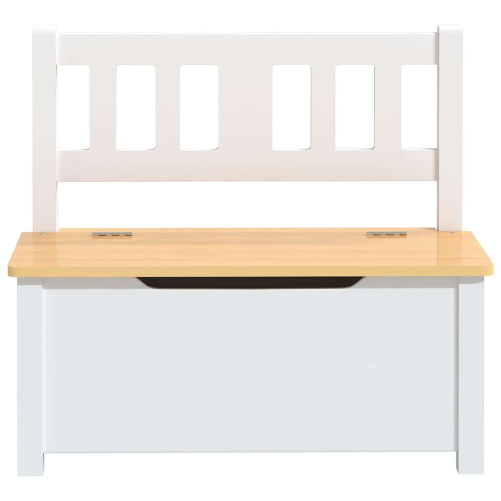 Vidaxl kinderopbergbankje 60x30x55 cm mdf wit en beige