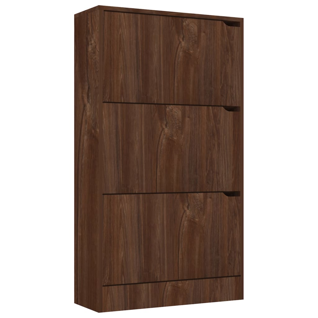 Vidaxl Cabinet da scarpe con 3 porte 59x24x105 cm Chipboard Browneken