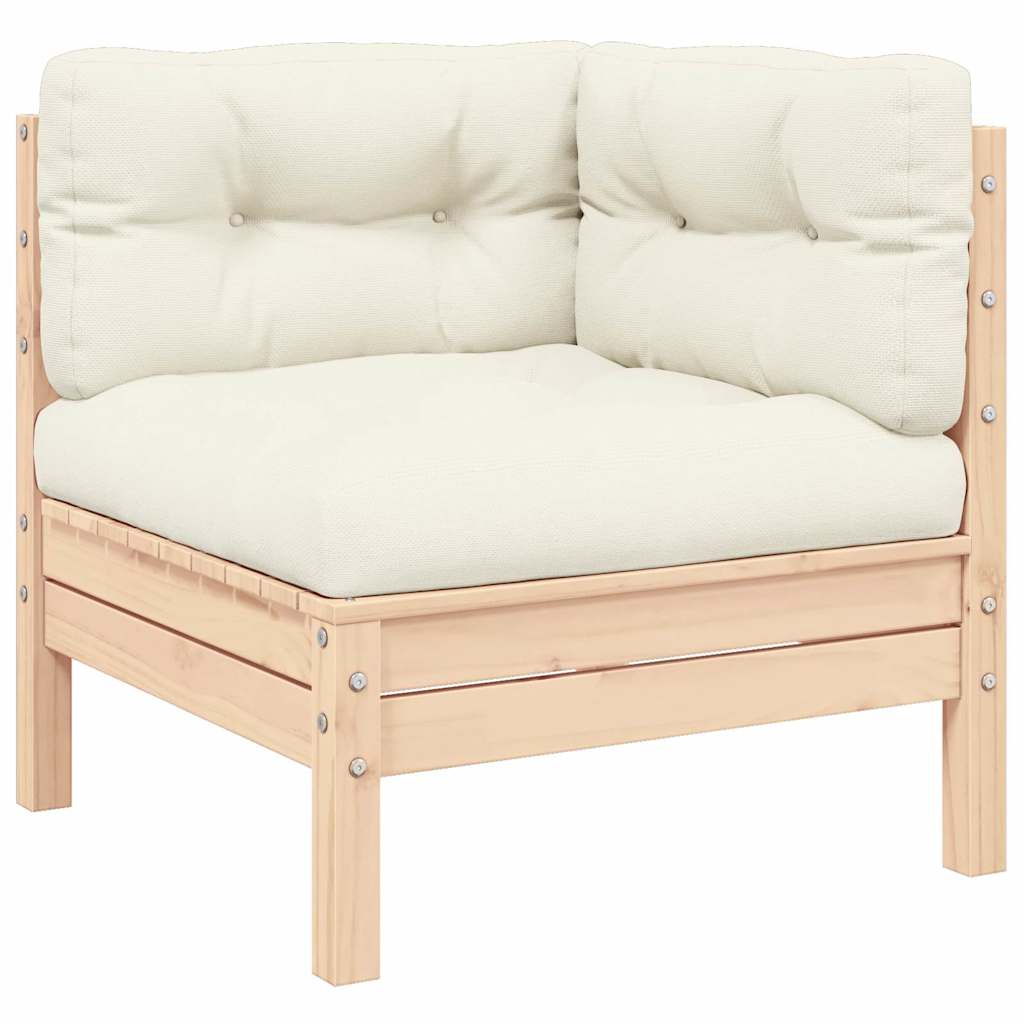 Vidaxl 3-delige loungeset met crèmekleurige kussens massief grenenhout