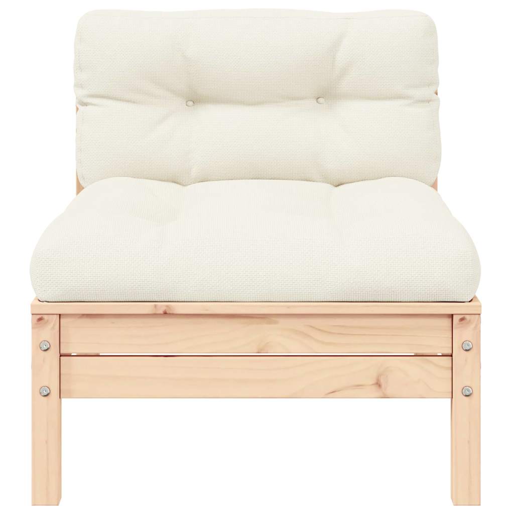 Vidaxl 3-delige loungeset met crèmekleurige kussens massief grenenhout