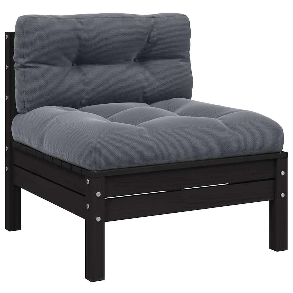 Vidaxl 3-delige loungeset met kussens massief grenenhout zwart