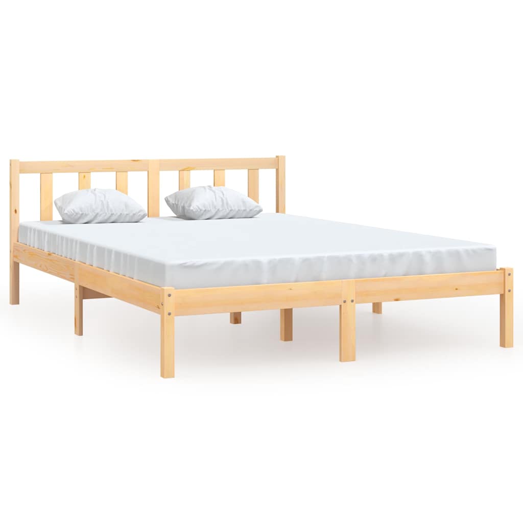 Vidaxl bedframe massief grenenhout 135x190 cm