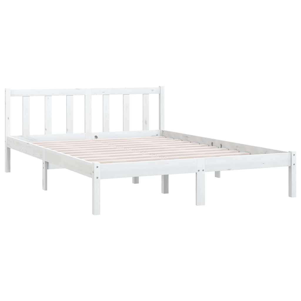 Vidaxl bedframe massief grenenhout wit 135x190 cm 4ft6 double