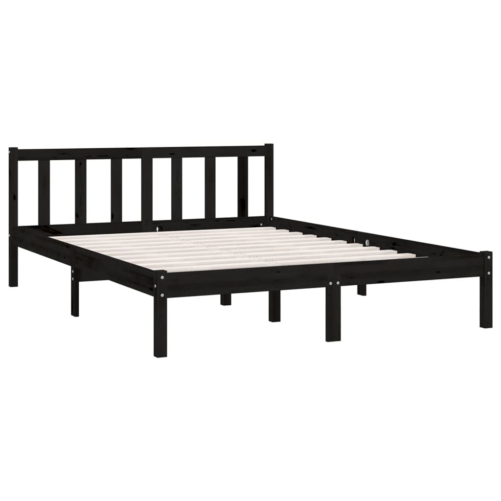 Vidaxl bedframe massief grenenhout zwart 135x190 cm