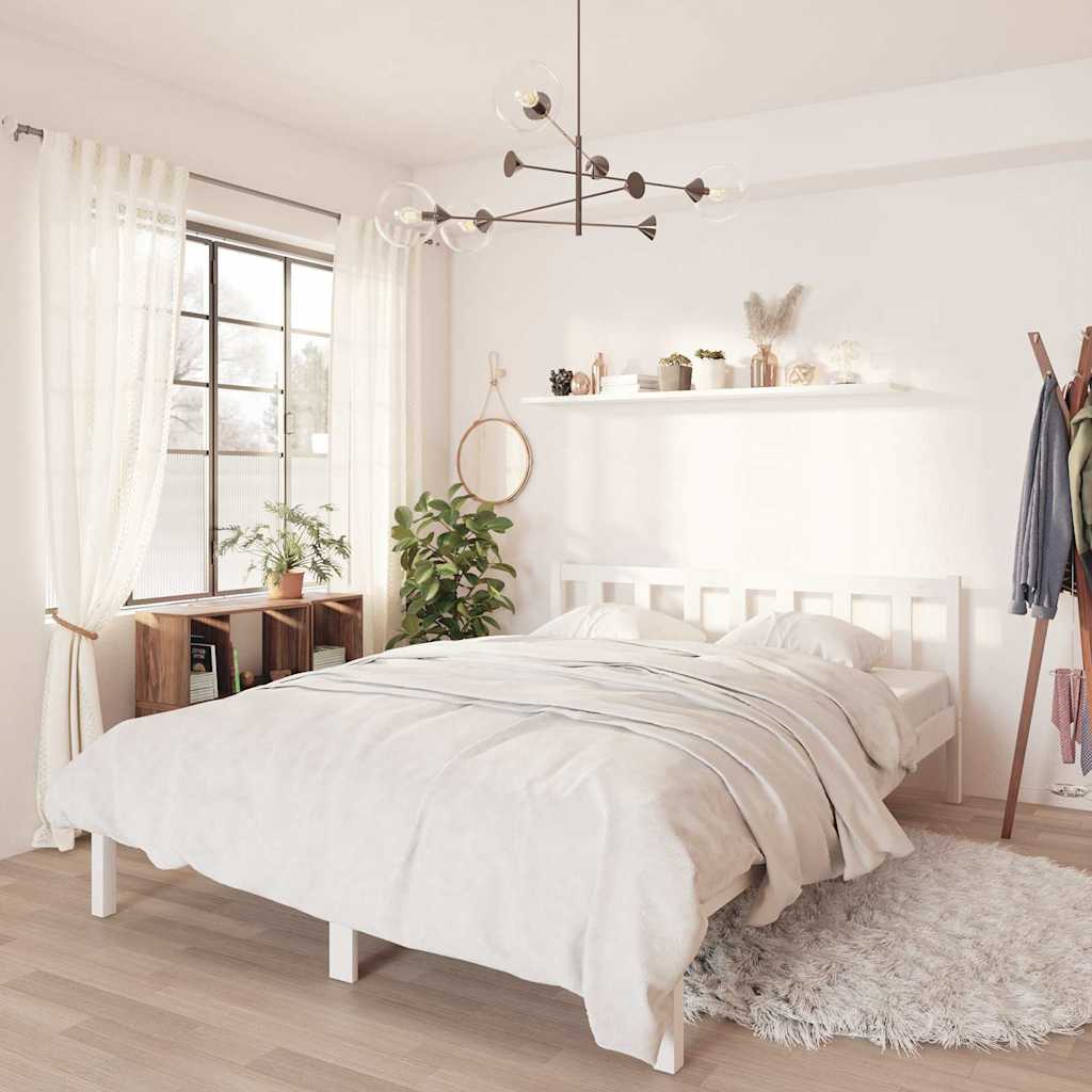 Vidaxl bedframe massief grenenhout wit 150x200 cm