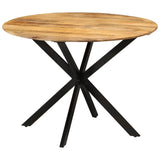 Vidaxl eettafel ø110x78 cm massief mangohout en staal