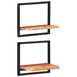 Vidaxl wandschappen 2 st 40x24x35 cm massief acaciahout en staal