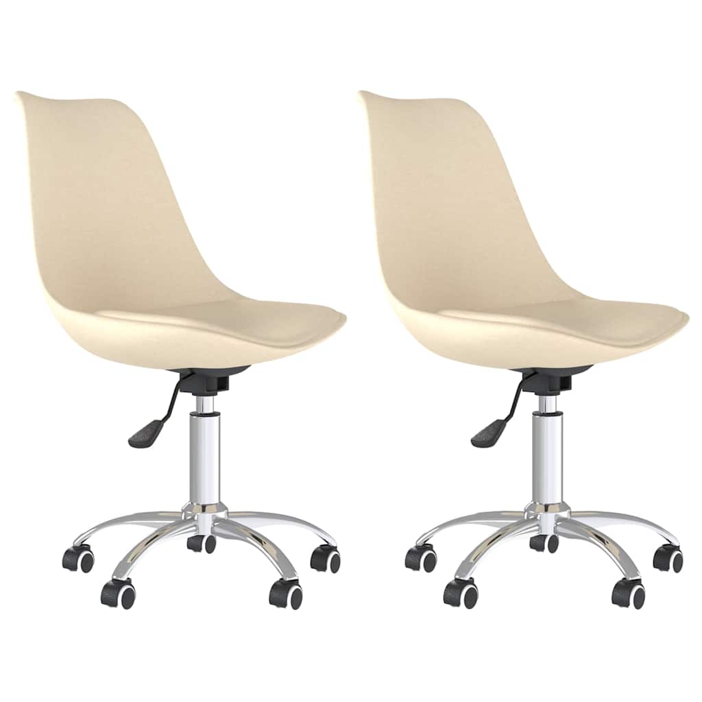 Vidaxl eetkamerstoelen 2 st draaibaar stof crèmekleurig