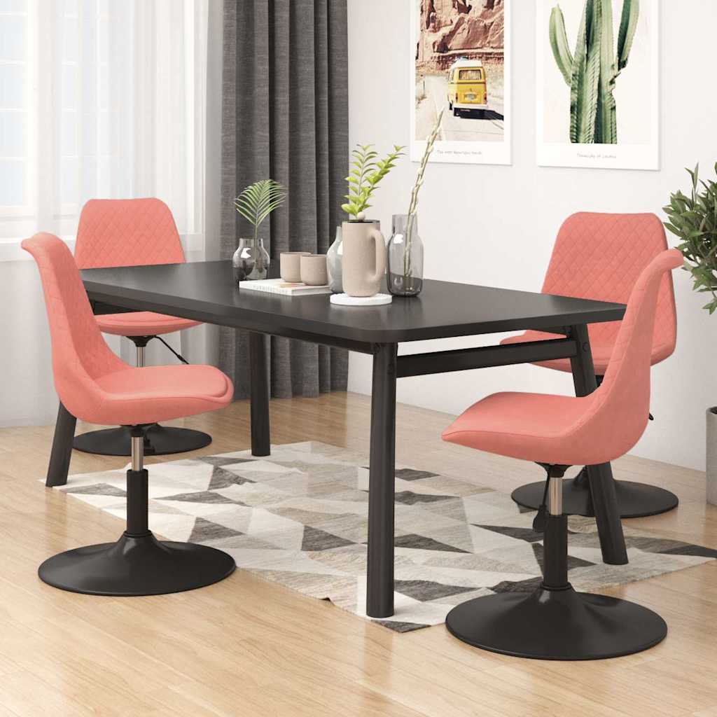 Vidaxl eetkamerstoelen draaibaar 4 st fluweel roze
