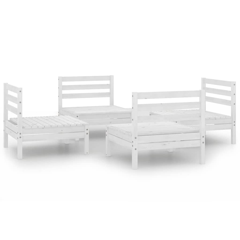 Vidaxl 4-delige loungeset massief grenenhout wit